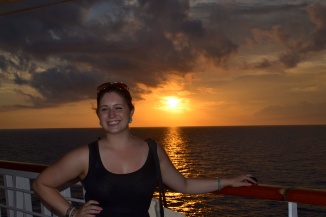 Enjoying the sunset on a cruise in the Atlantic