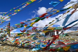 Prayer flags waving in the wind- Tibet