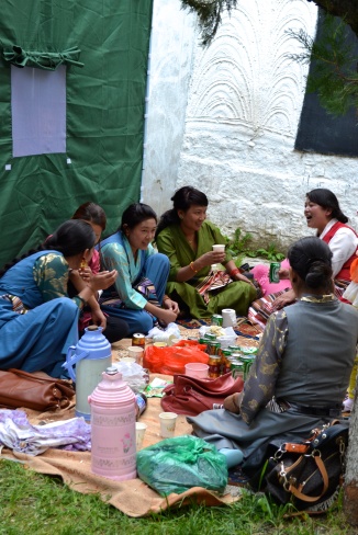 Tea time at the Yogurt Festival in Lhasa, Tibet